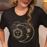 Celestial Sun Moon Shirt, Mystical Sun Moon T shirt, Boho Vintage Feel Celestial Sun Moon Shirt, Moon Phases Gift, Boho Sun Shirt