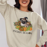 Fall Pug Sweatshirt, Pugkin Season Shirt, Leopard Print Pumpkin T-shirt, Cute Dog Lover Graphic Tee, Halloween Party Gift Tshirt