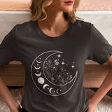 Celestial Moon Shirt, Floral Moon Shirt, Mystical Moon Phase Shirt, Astrology Shirt, Boho Moon Phase T-shirt, Trendy Shirts