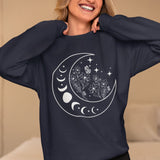 Celestial Moon Sweatshirt, Floral Moon Shirt, Mystical Moon Phase Shirt, Astrology Shirt, Boho Moon Phase Sweatshirt, Trendy Shirts