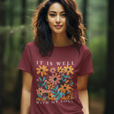 Christian Shirt, It is Well With My Soul Vintage Floral Tee, Religious Women Gift, Jesus Apparel, Bible Verse Shirt, Faith Shirt