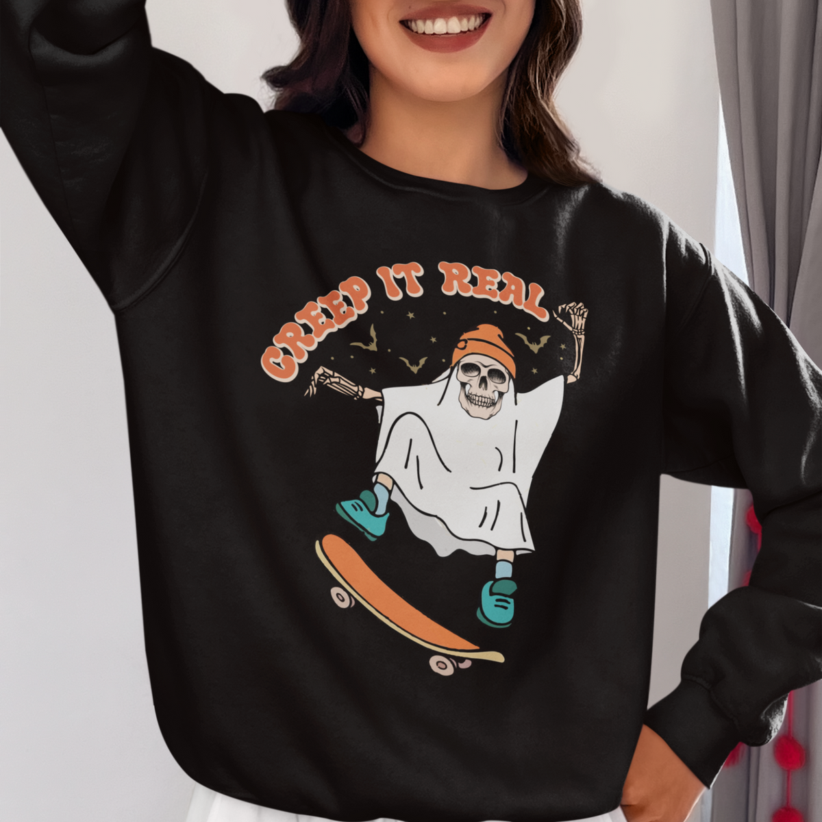 Cute Ghost Halloween Shirt, Creep It Real Halloween Sweatshirt, Women Halloween Shirt, Spooky Season, Fall Shirt, Retro Halloween Shirt