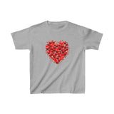 Valentine Double Red Heart Kids Tee