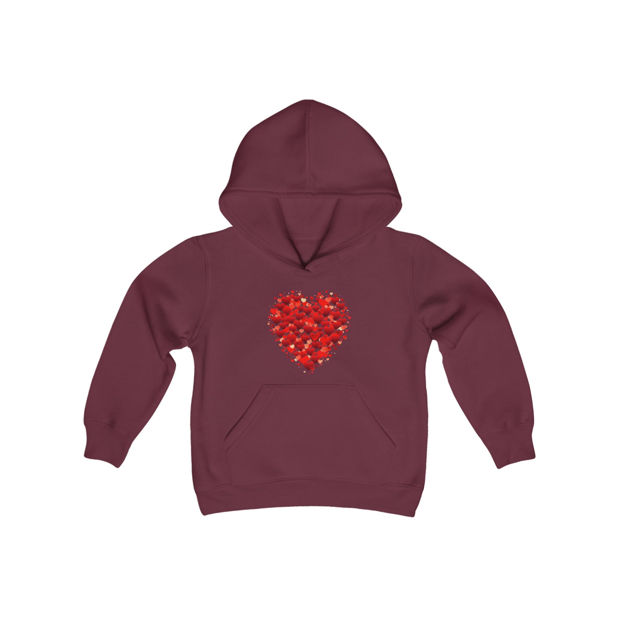 Valentines Day Double Red Heart Kids Hoodie