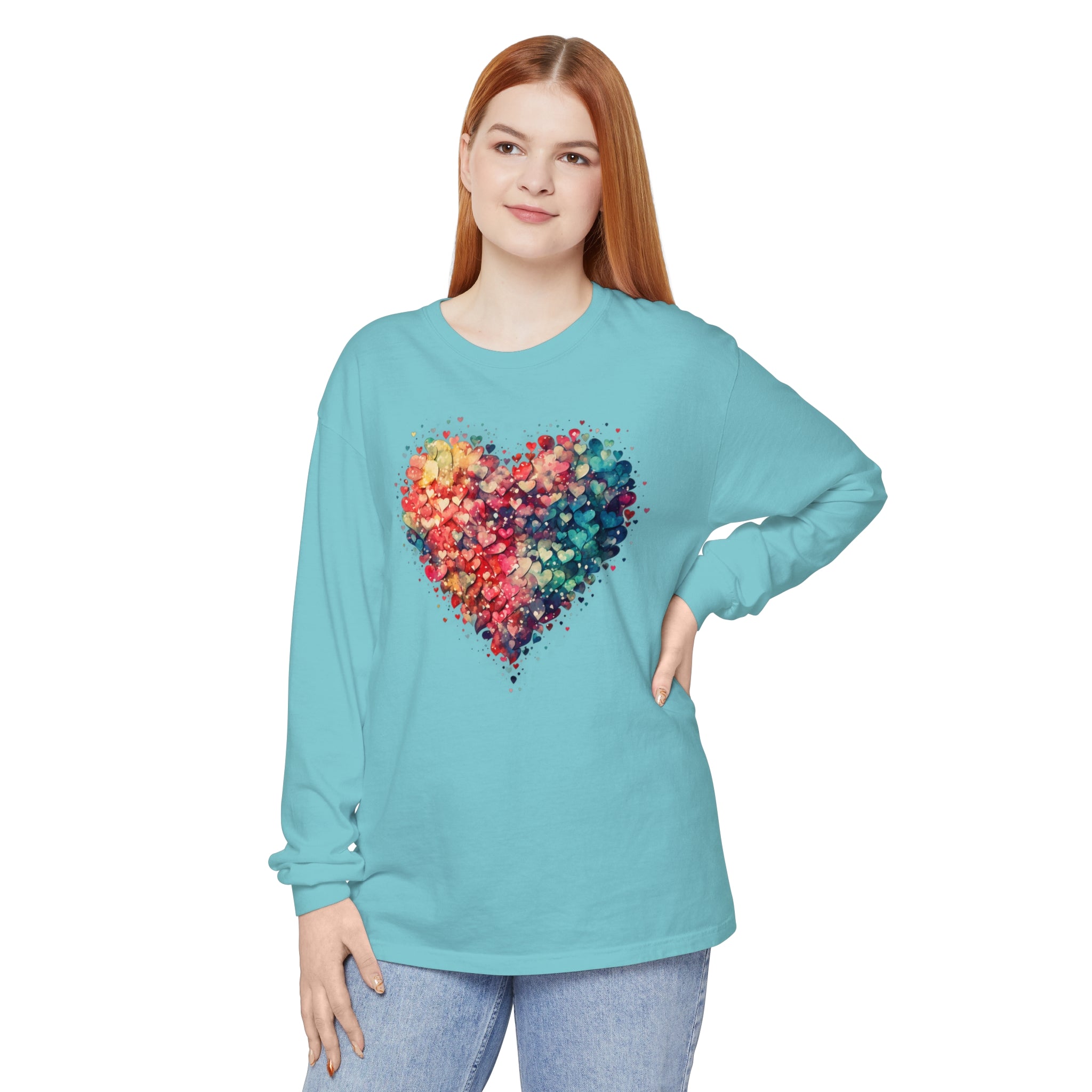 Valentines Watercolor Heart Long Sleeve Shirt