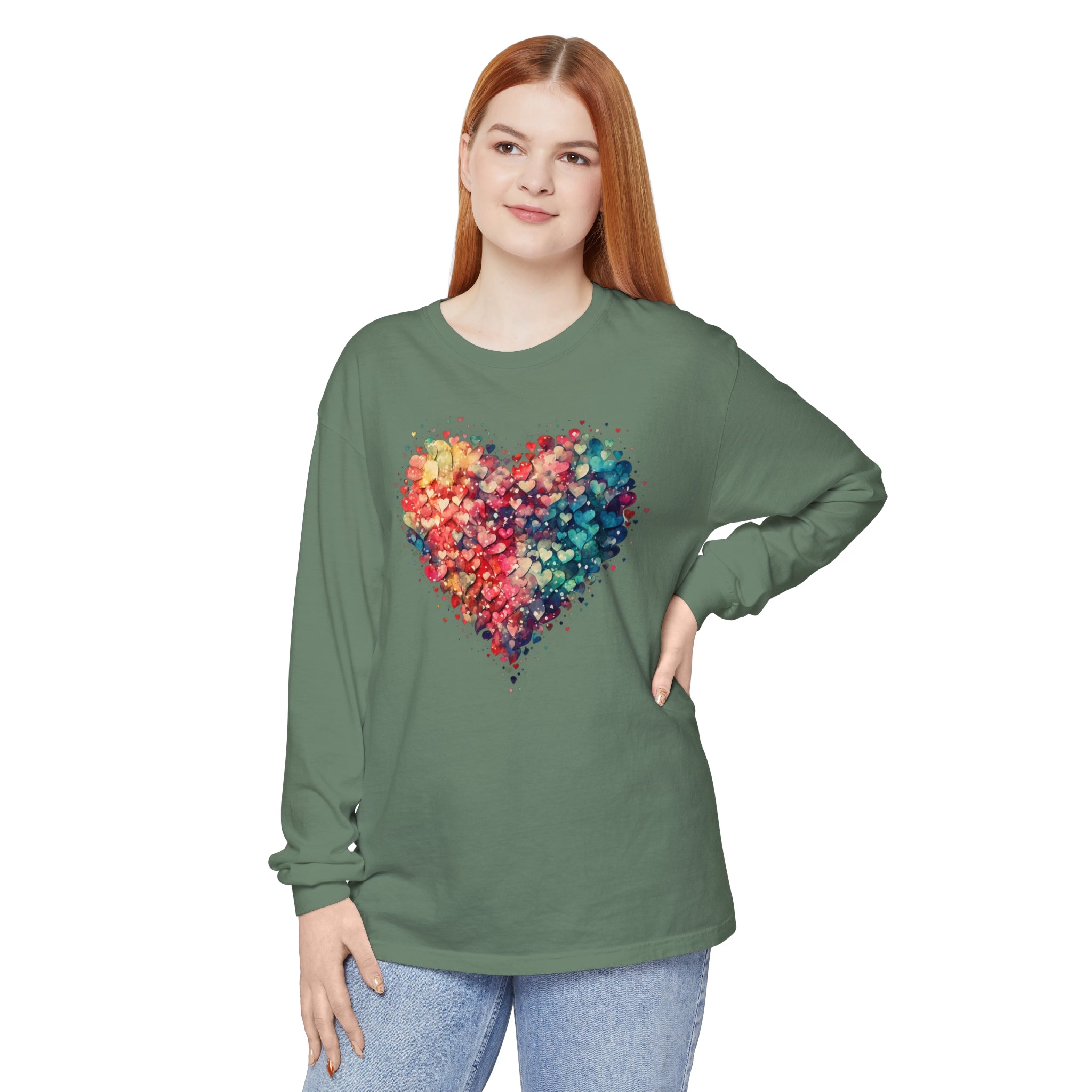 Valentines Watercolor Heart Long Sleeve T-Shirt