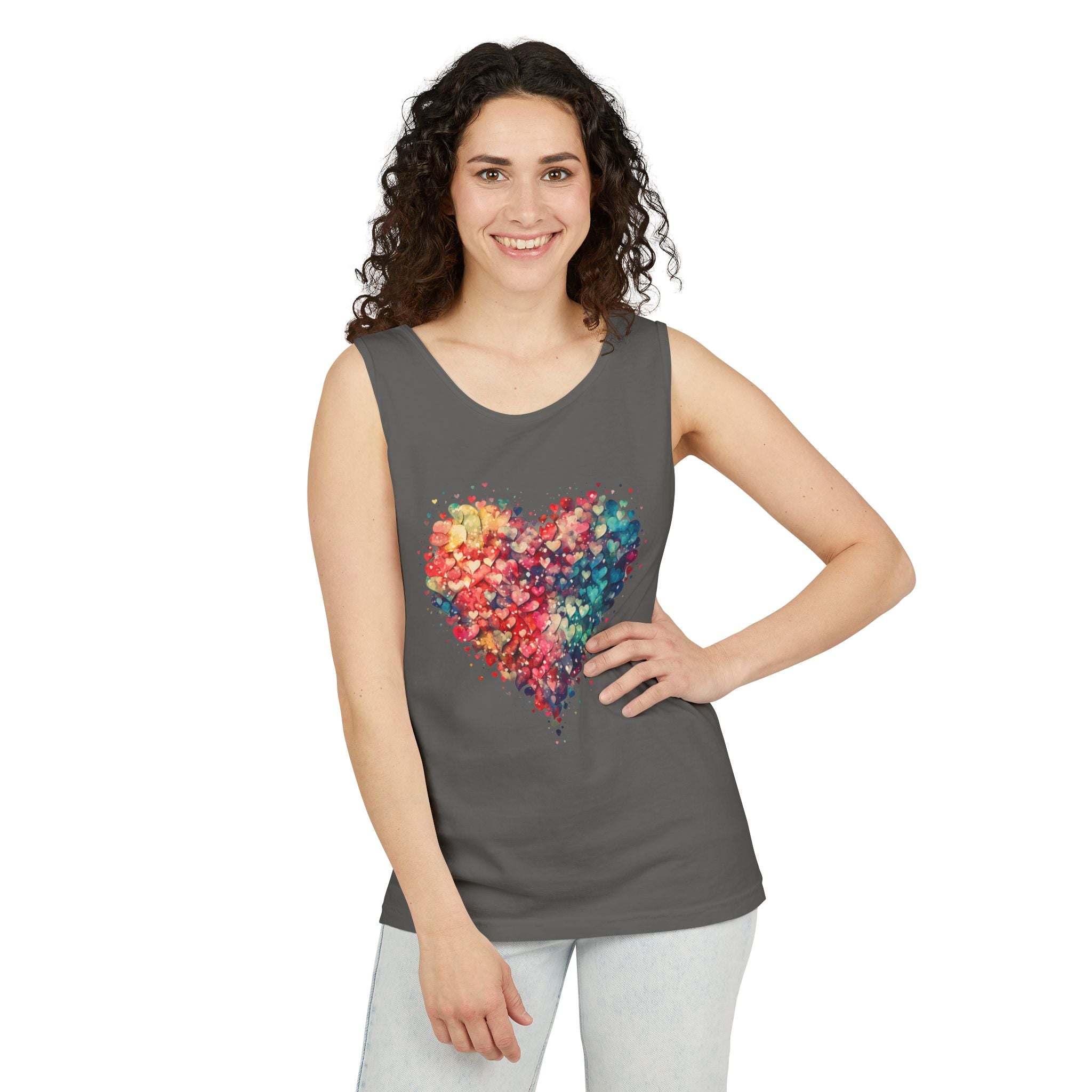 Valentines Watercolor Love Hearts Tank Top