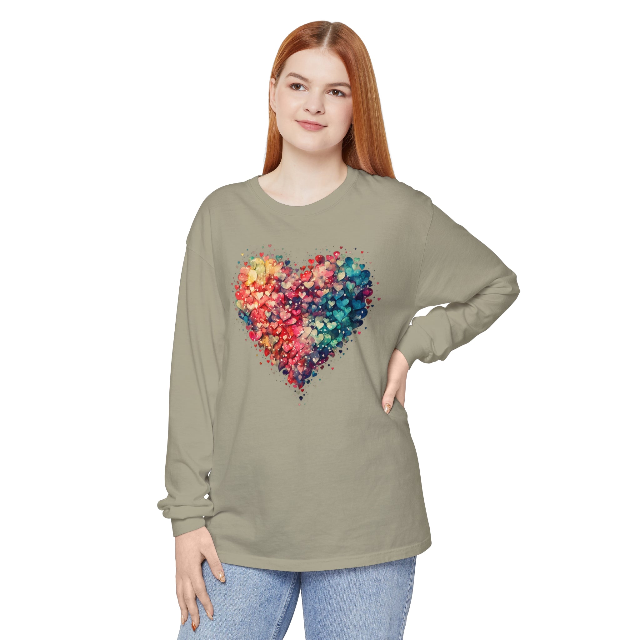 Watercolor Heart Long Sleeve Tee