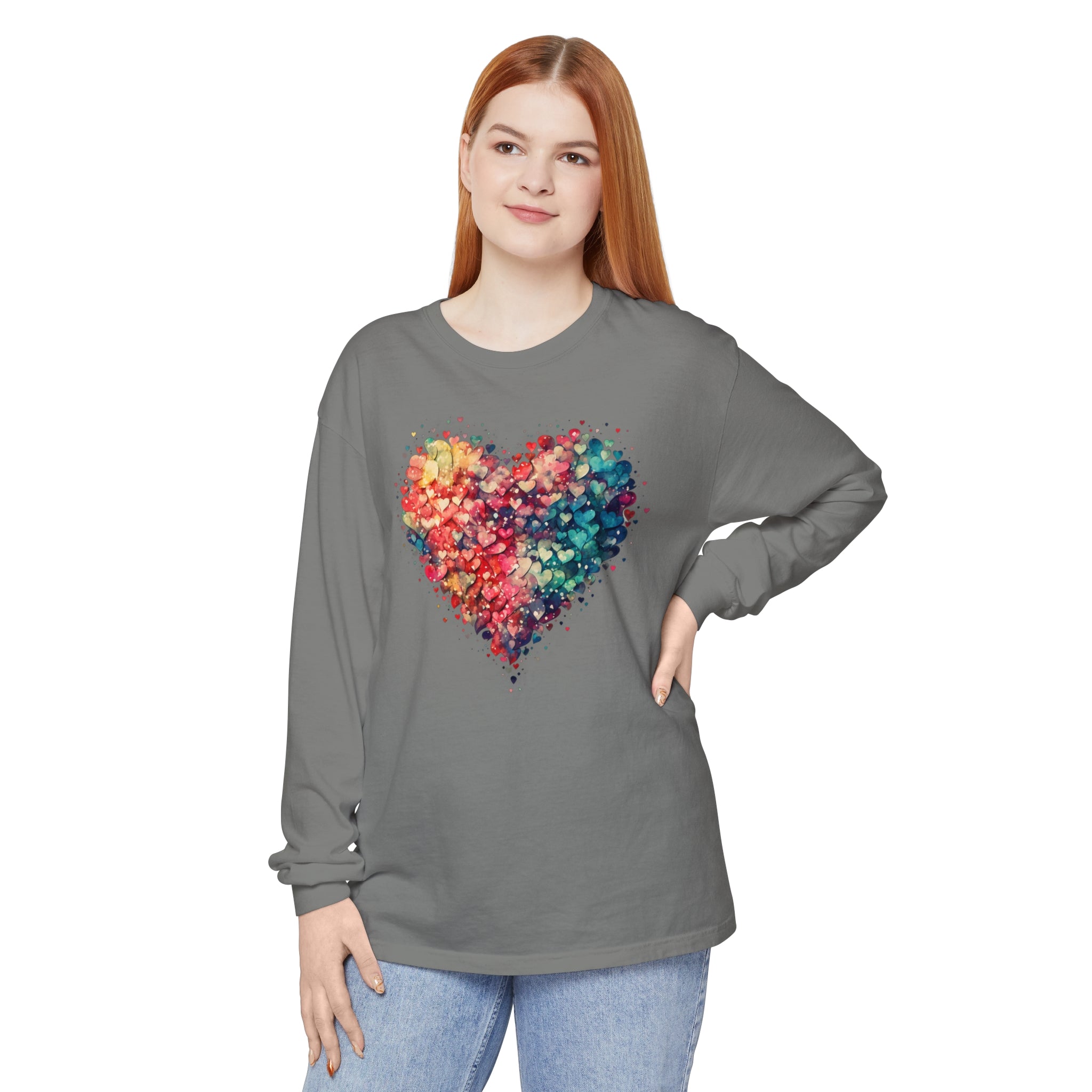 Watercolor Love Heart Long Sleeve Tee