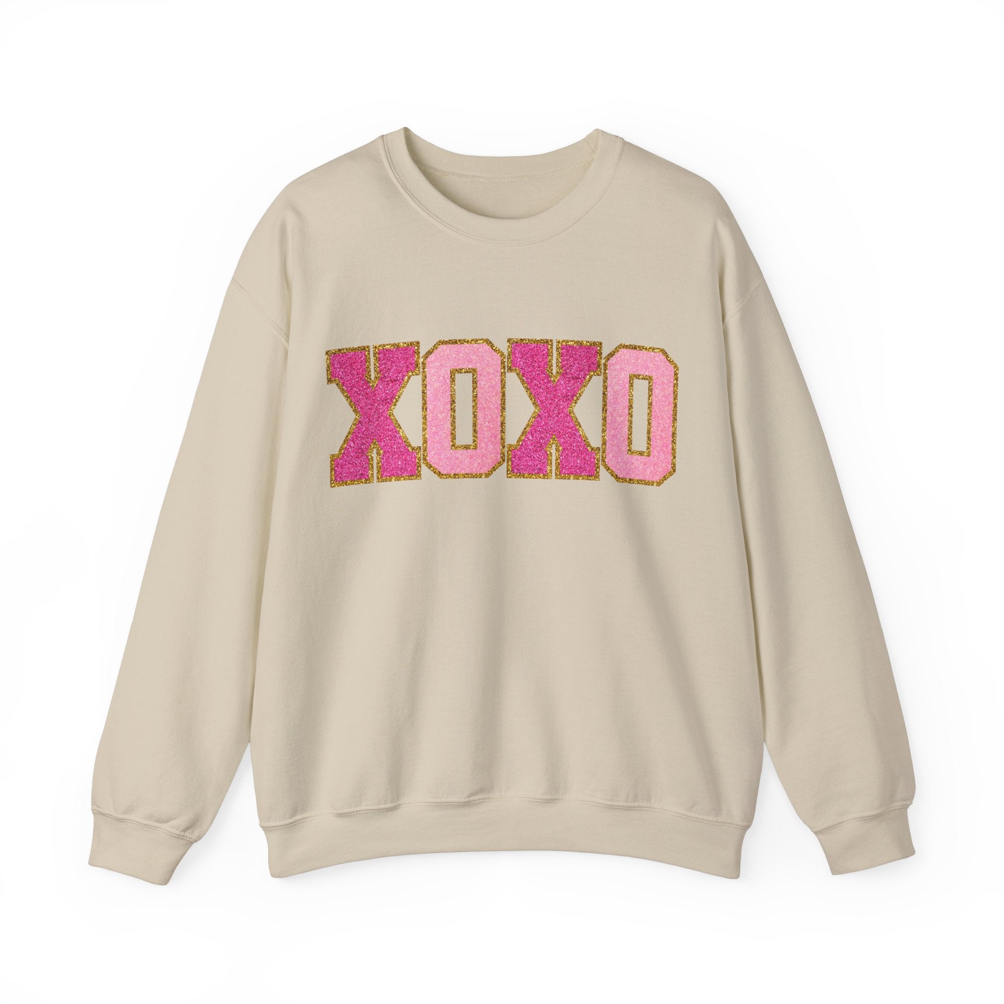 XOXO Chenille Letter Patch Crewneck Sweatshirt