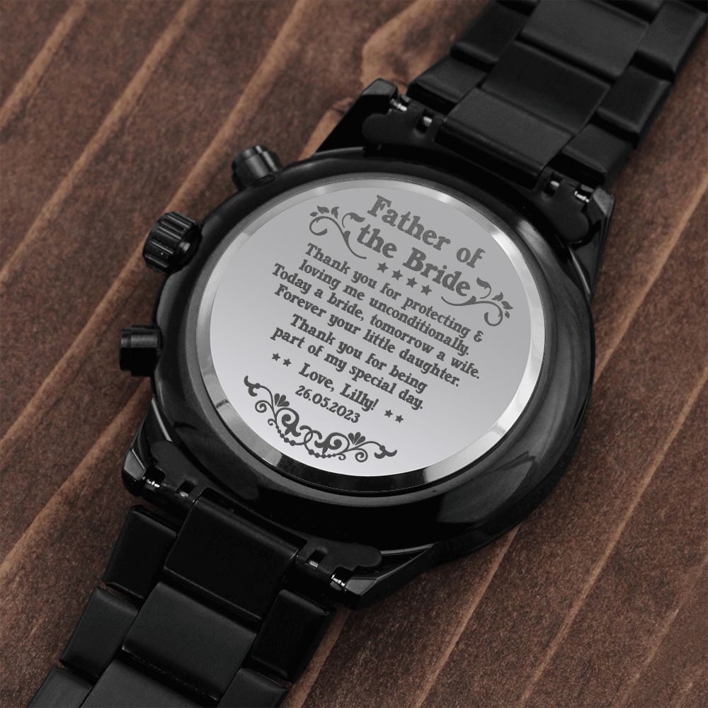 UNIDAZE Father of The Bride Gifts from Bride, Dad Wedding Gift from Daughter, Father of the Bride Engravable Watch ShineOn Fulfillment E131T lx-P10125 P10125 PB24-WOOD PT-1495 TNM-2 USER-188348