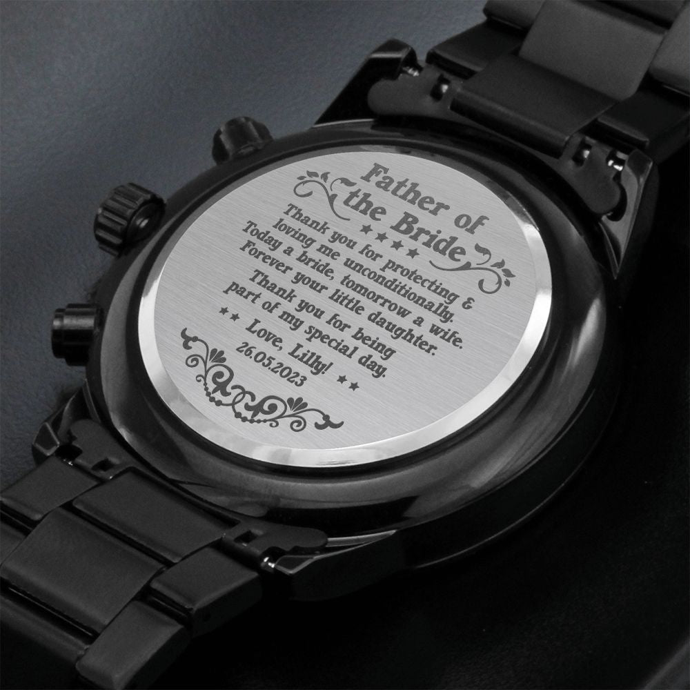 UNIDAZE Father of The Bride Gifts from Bride, Dad Wedding Gift from Daughter, Father of the Bride Engravable Watch ShineOn Fulfillment E131T lx-P10125 P10125 PB24-WOOD PT-1495 TNM-2 USER-188348