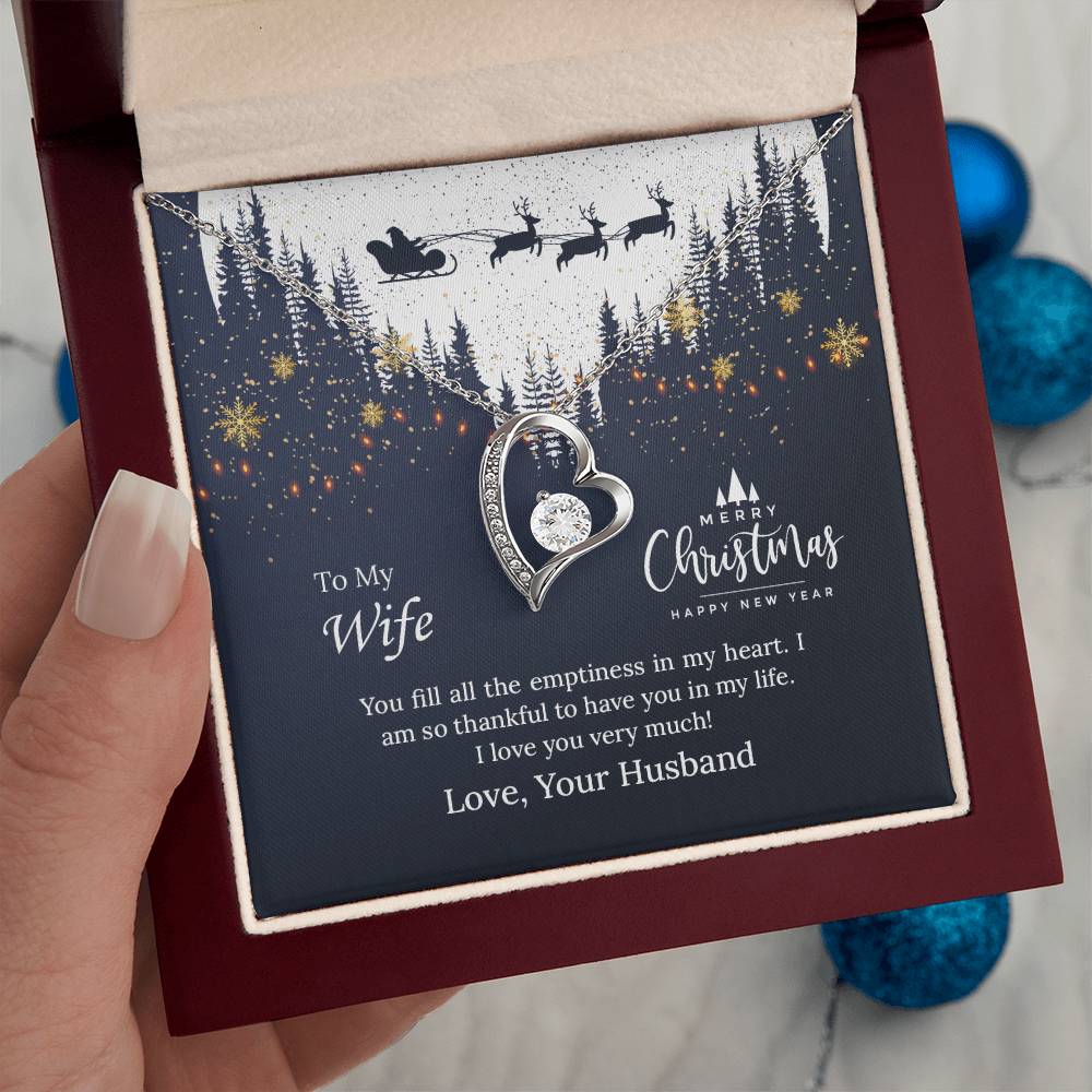 UNIDAZE To My Wife Forever Love Necklace with Message Card, Christmas Gift For Wife, Wife Birthday Gift, Anniversary Gift ShineOn Fulfillment C30025TG C30025TR lx-C30025 PB23-WOOD PT-781 TNM-1 USER-188348