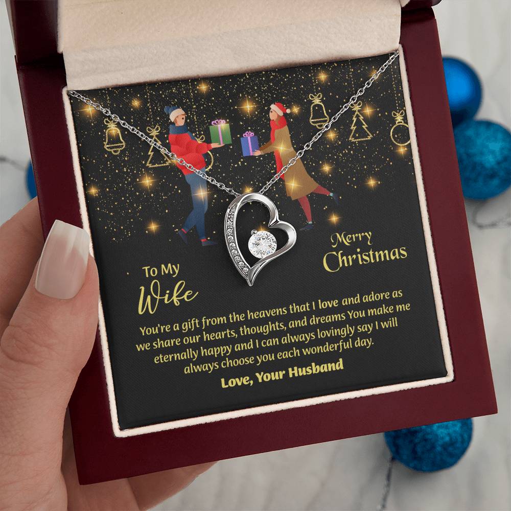 To My Wife Necklace, Love Message Card For Christmas Occasion, Sentimental Gift For Wife, Meaningful Gift For Her, Romantic Jewelry For Wife