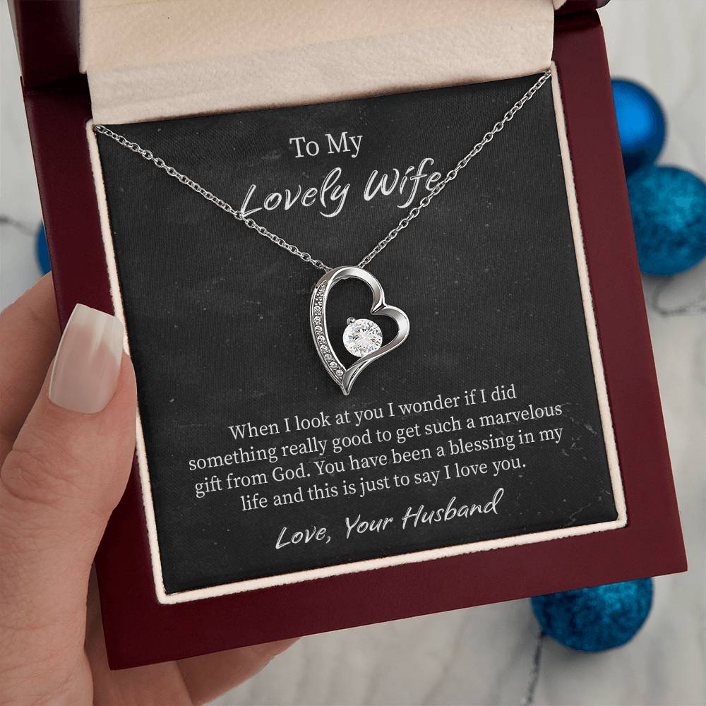 My Lovely Wife Forever Love Necklace, Romantic Anniversary Gift for Wife, Wife Birthday Gift, Necklace for Wife