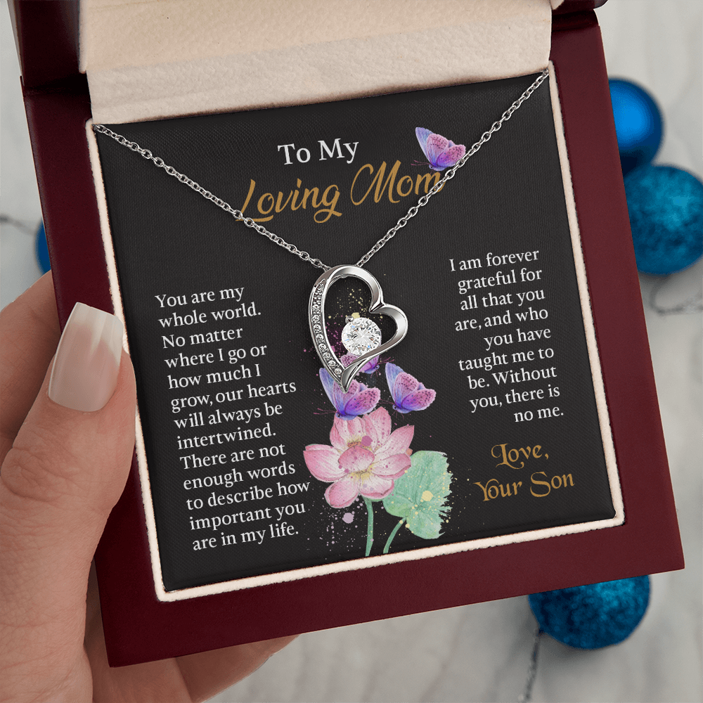 To My Mom Necklace, Mothers Day Necklace To Mom, Mom Birthday Gift from Son, Message Card Jewelry For Mom