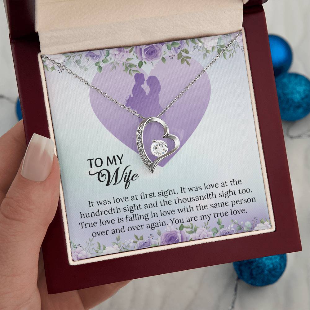 To My Wife Forever Love Necklace, Necklace For Wife, Anniversary Gift For Wife, Wife Birthday Gift