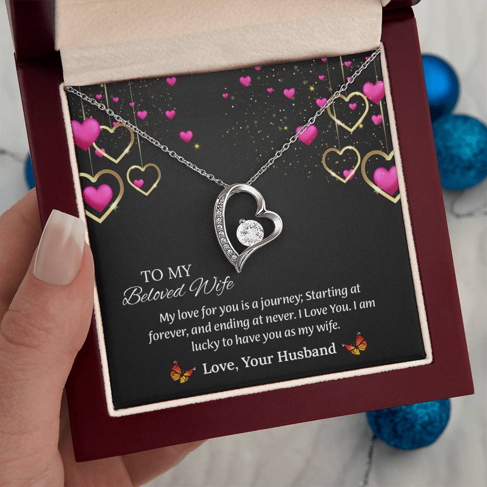 To My Beloved Wife Forever Love Necklace, Anniversary Gift For Wife, Wife Birthday Gift, Necklace For Wife