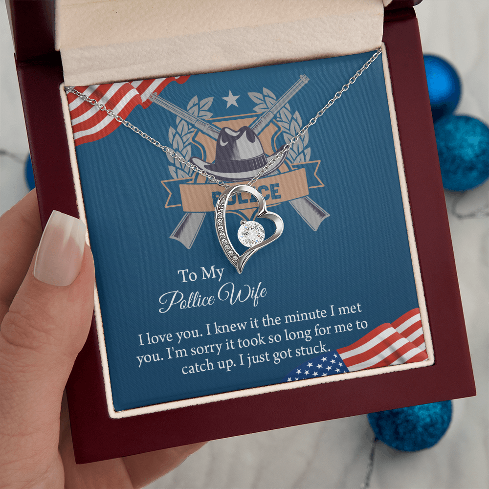 To My Police Wife Forever Love Necklace, Gift for Police Officer Wife, Police Wife Anniversary Present, Husband To Wife Birthday Gifts