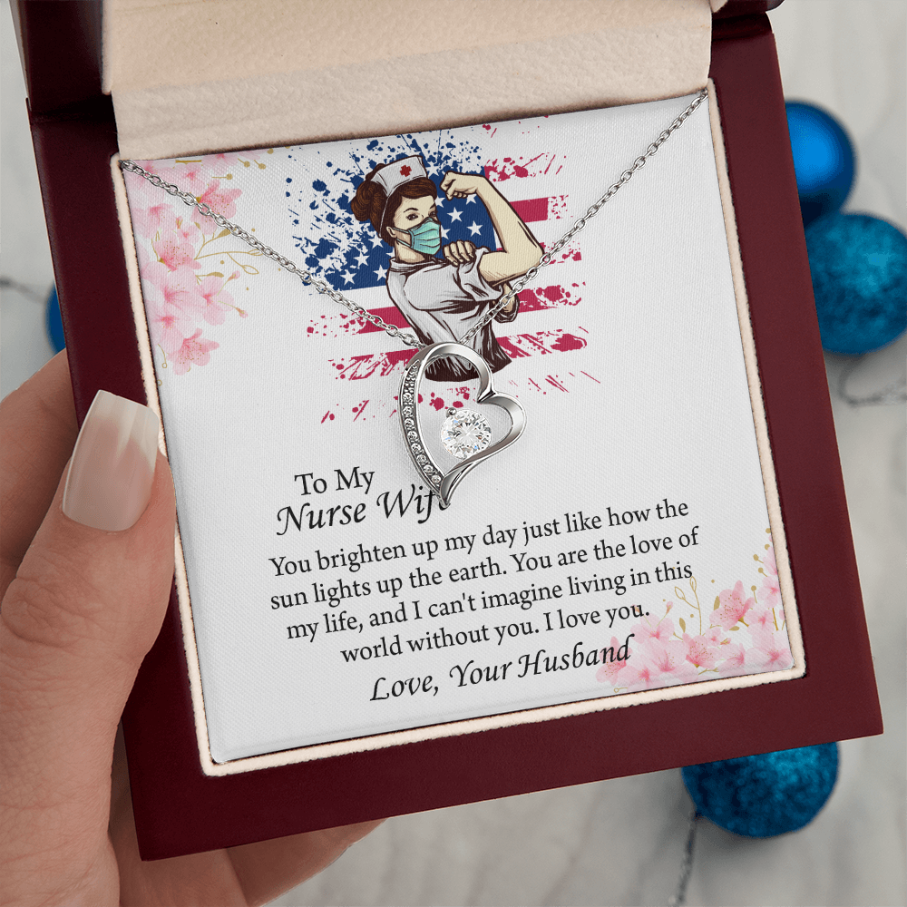 To My Nurse Wife Forever Love Necklace, Anniversary Gift for Wife, Wife Birthday Gift, Nurse Graduation Jewelry Gifts