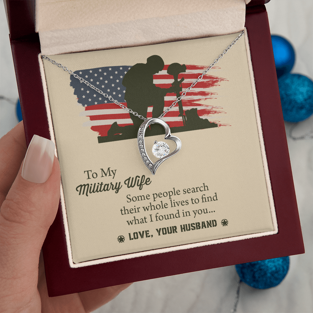 To My Military Wife Forever Love Necklace, Military Wife Gift, Gift from Husband to Wife, Anniversary Gift for Army Wife