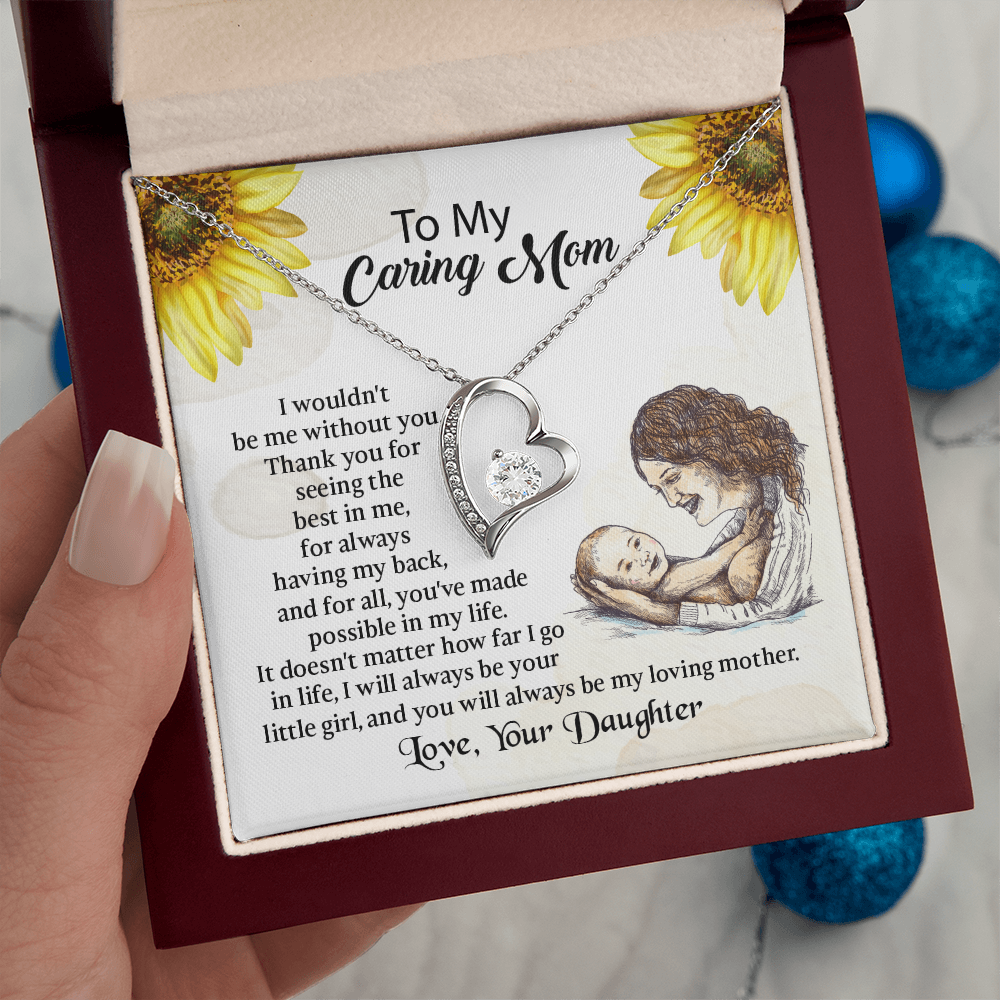 To My Mom Forever Love Necklace, Mothers Day Necklace, Mom Birthday Gift from Daughter, Message Card Jewelry For Mom