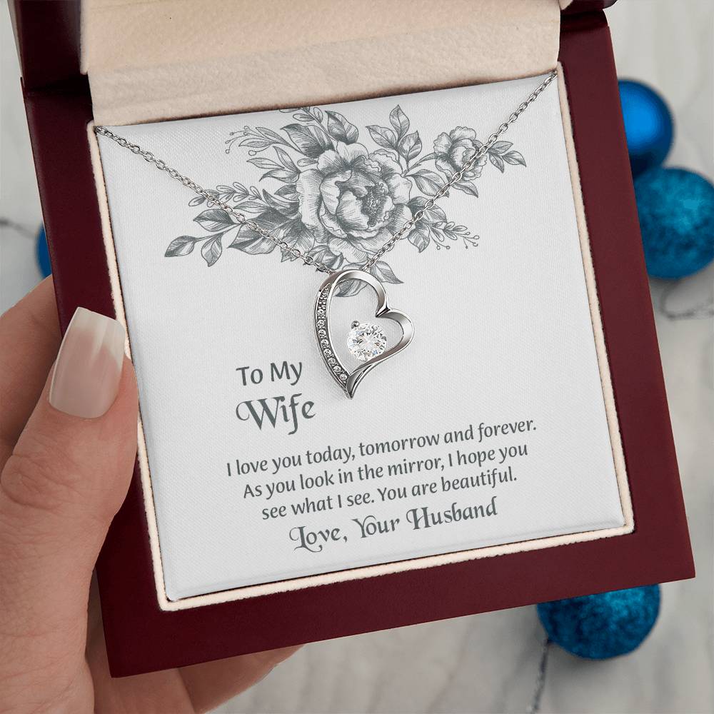 To My Wife Forever Love Necklace, Necklace For Wife, Anniversary Gift For Wife, Wife Birthday Gift