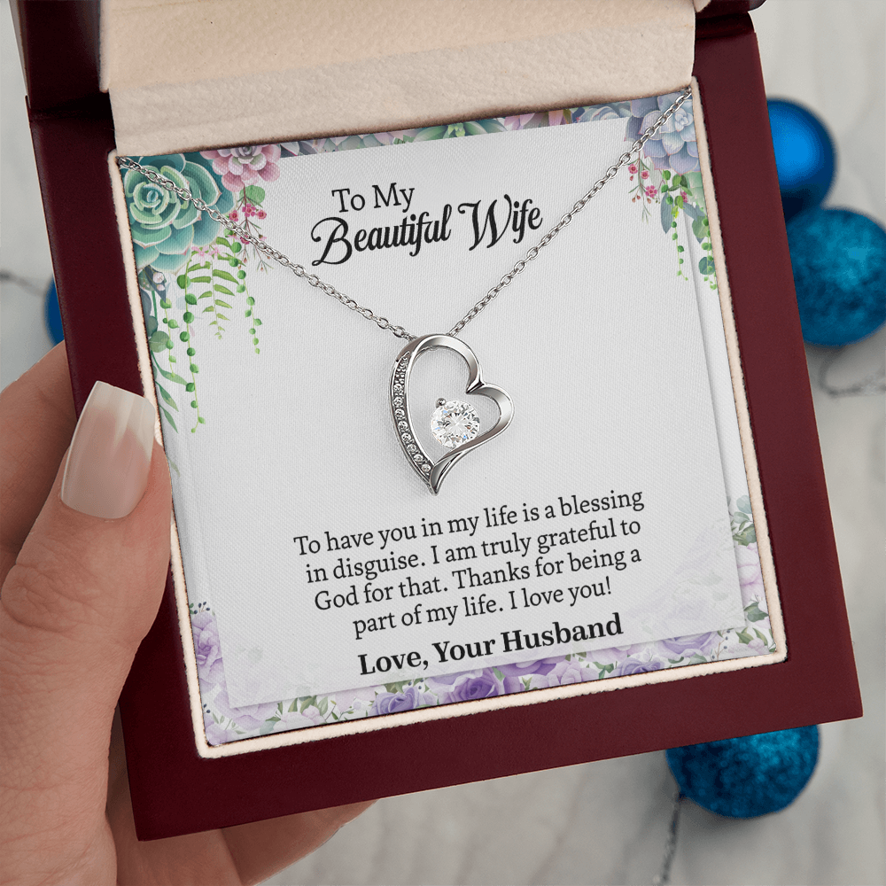 Heart To My Wife Necklace, Anniversary Gift For Wife, Wife Birthday Gift, Necklace For Wife, Wife Sentimental Gift