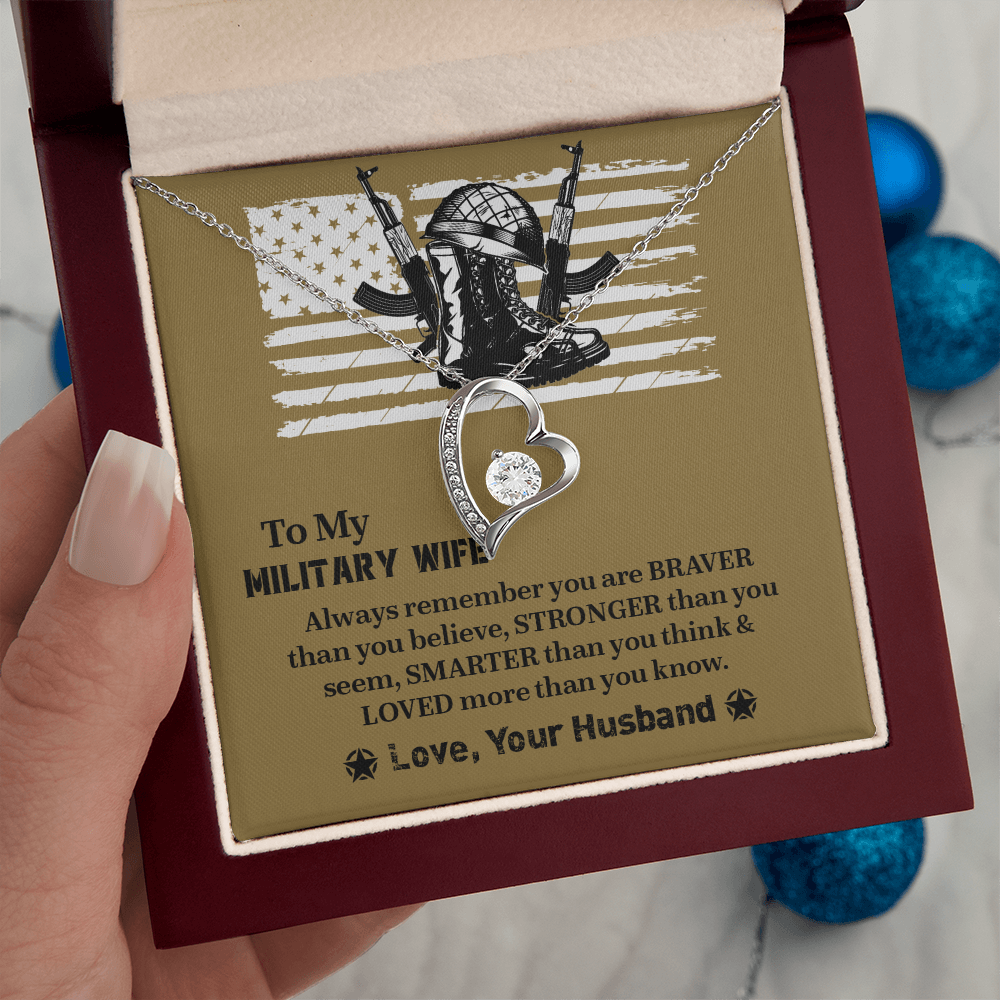 To My Military Wife Forever Love Necklace, Military Wife Gift, Gift from Husband to Wife, Anniversary Gift for Army Wife