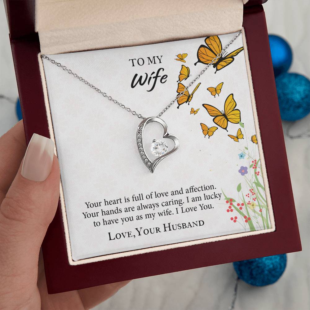 To My Wife Forever Love Necklace, Necklace Gift For Wife, Anniversary Gift For Wife, Wife Birthday Gift