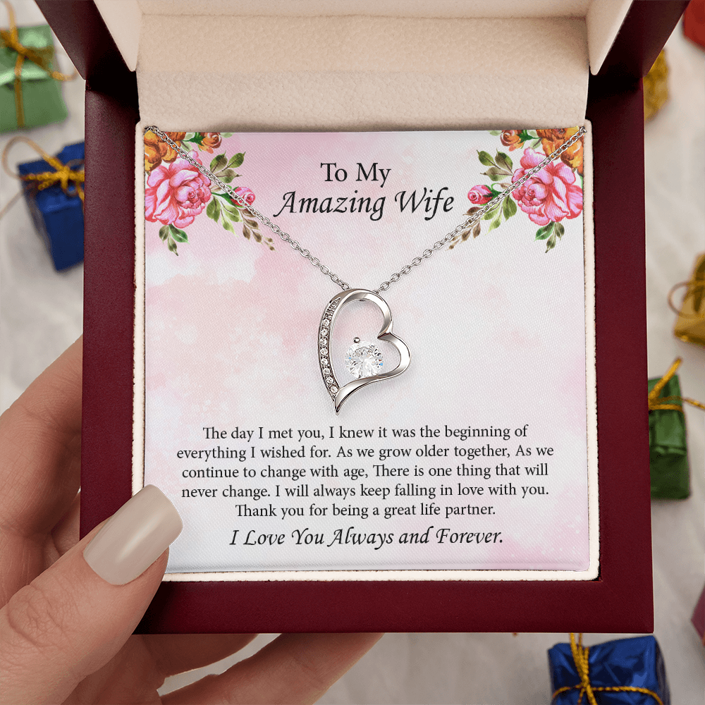 To My Amazing Wife Forever Love Necklace, Wife Jewelry, Anniversary Gift for Wife, Wife Birthday Gift, Necklace for Wife