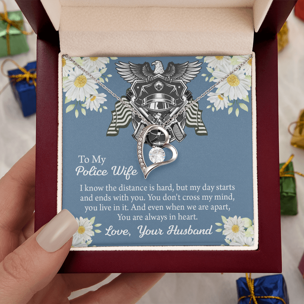 To My Police Wife Forever Love Necklace, Gift for Police Officer Wife, Police Wife Anniversary Present, Husband To Wife Birthday Gifts