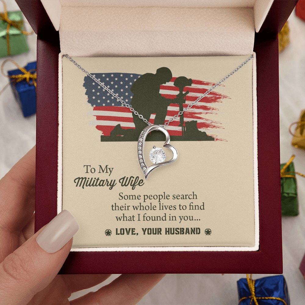 To My Military Wife Forever Love Necklace, Military Wife Gift, Gift from Husband to Wife, Anniversary Gift for Army Wife