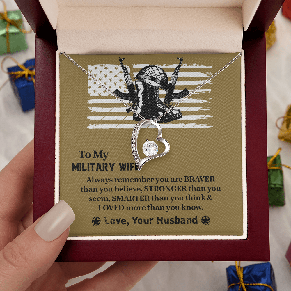 To My Military Wife Forever Love Necklace, Military Wife Gift, Gift from Husband to Wife, Anniversary Gift for Army Wife