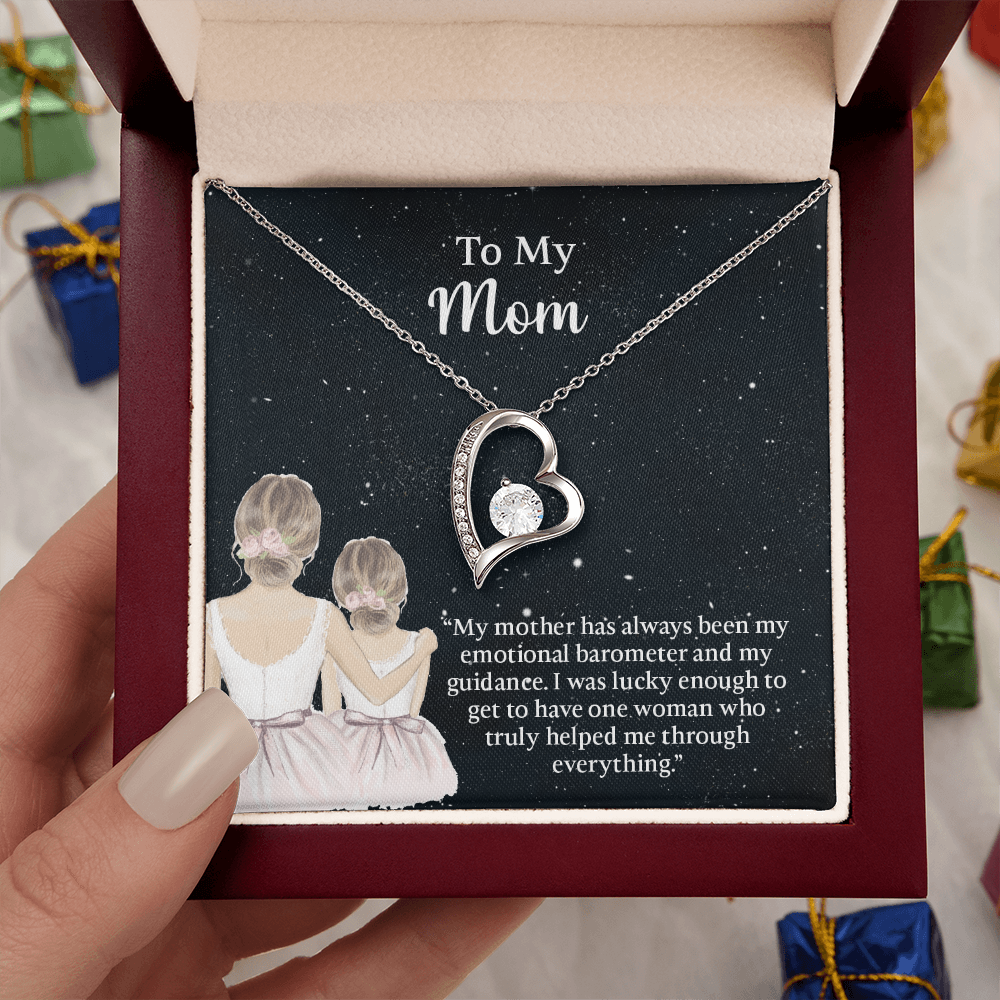 To My Mom Forever Love Necklace, Mom Birthday Gift From Daughter, Mothers Day Necklace, Message Card Jewelry For Mom