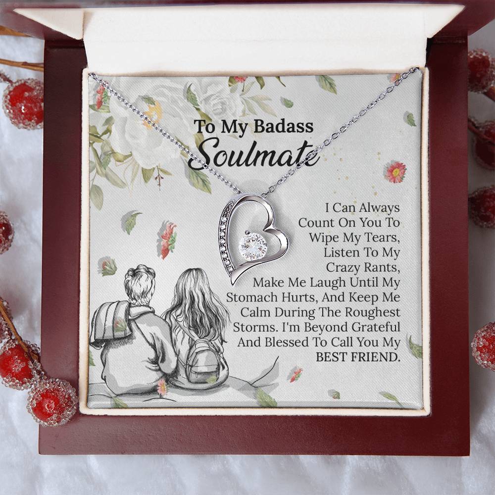 UNIDAZE To My Badass Soulmate Necklace, Soulmate Jewelry for Wife, Birthday Gifts from Husband, Soulmate Gift, Necklace for Girlfriend ShineOn Fulfillment C30025TG C30025TR lx-C30025 PB23-WOOD PT-781 TNM-1 USER-188348