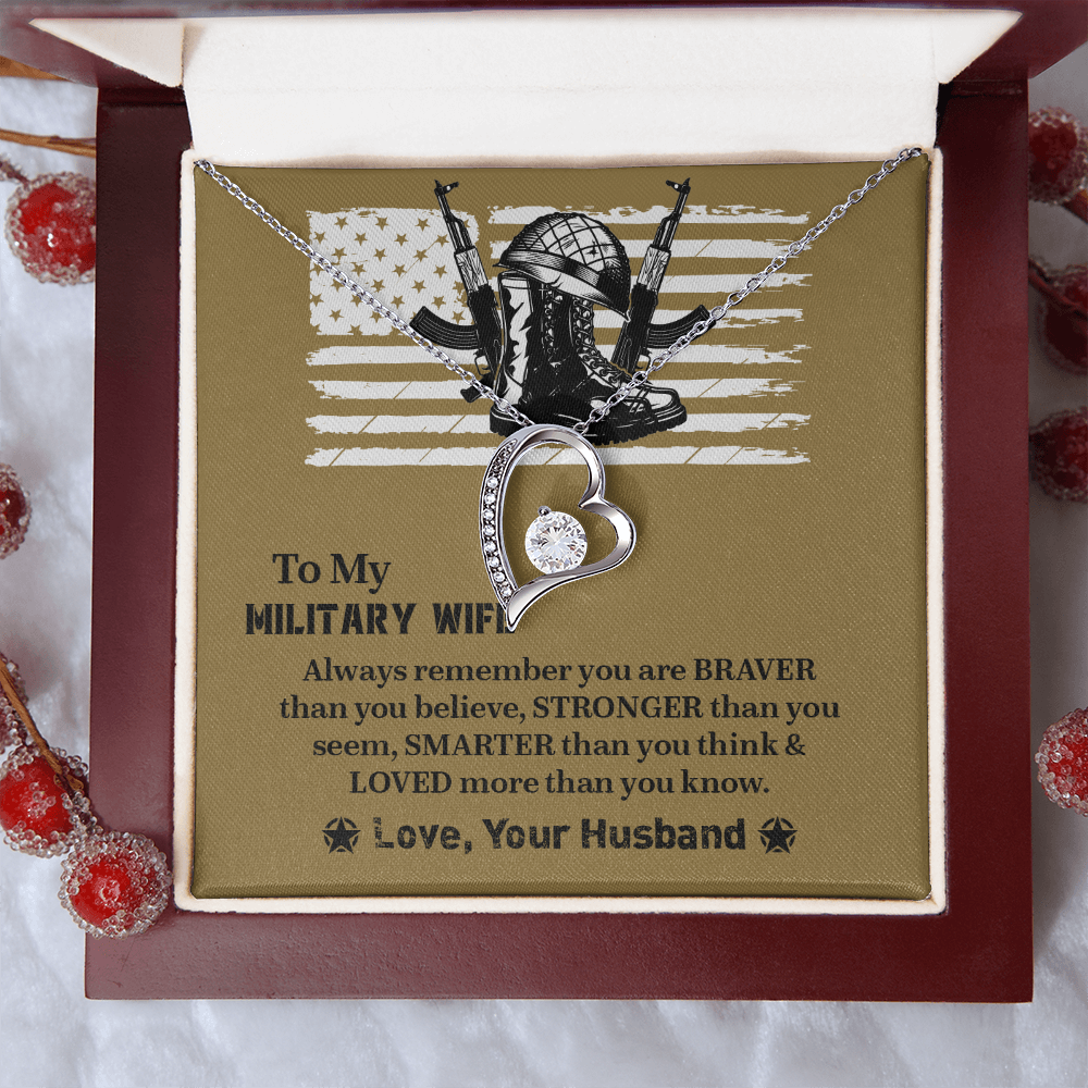 To My Military Wife Forever Love Necklace, Military Wife Gift, Gift from Husband to Wife, Anniversary Gift for Army Wife