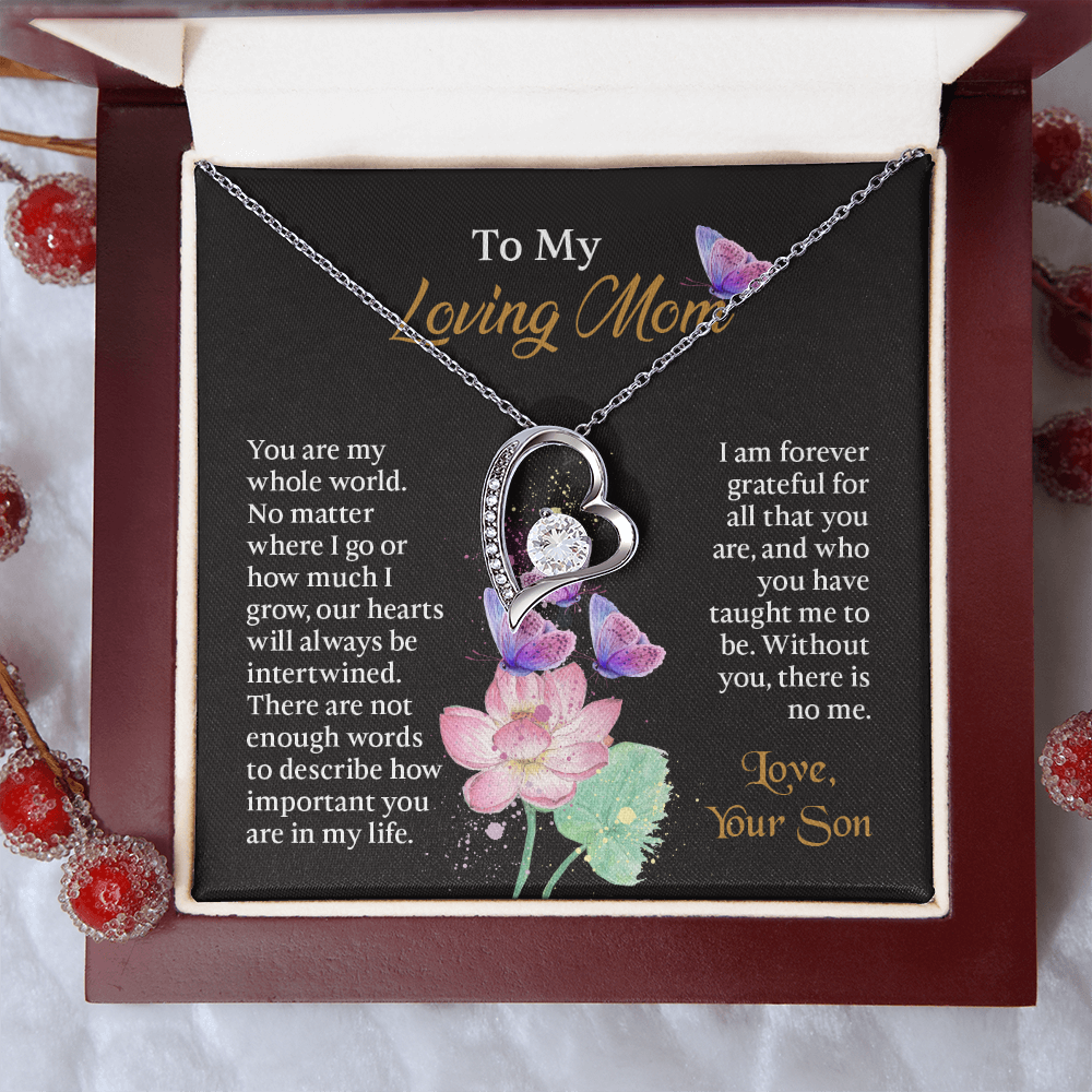 To My Mom Necklace, Mothers Day Necklace To Mom, Mom Birthday Gift from Son, Message Card Jewelry For Mom
