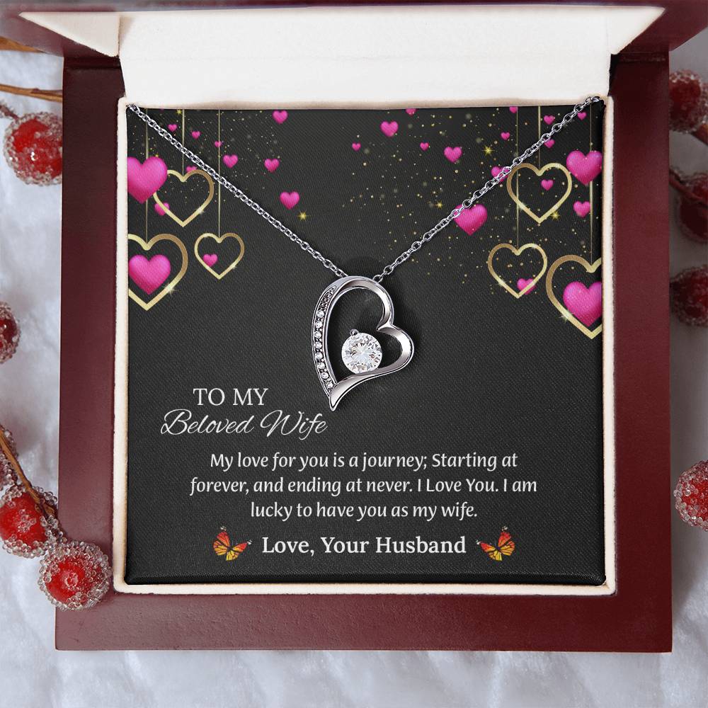 To My Beloved Wife Forever Love Necklace, Anniversary Gift For Wife, Wife Birthday Gift, Necklace For Wife