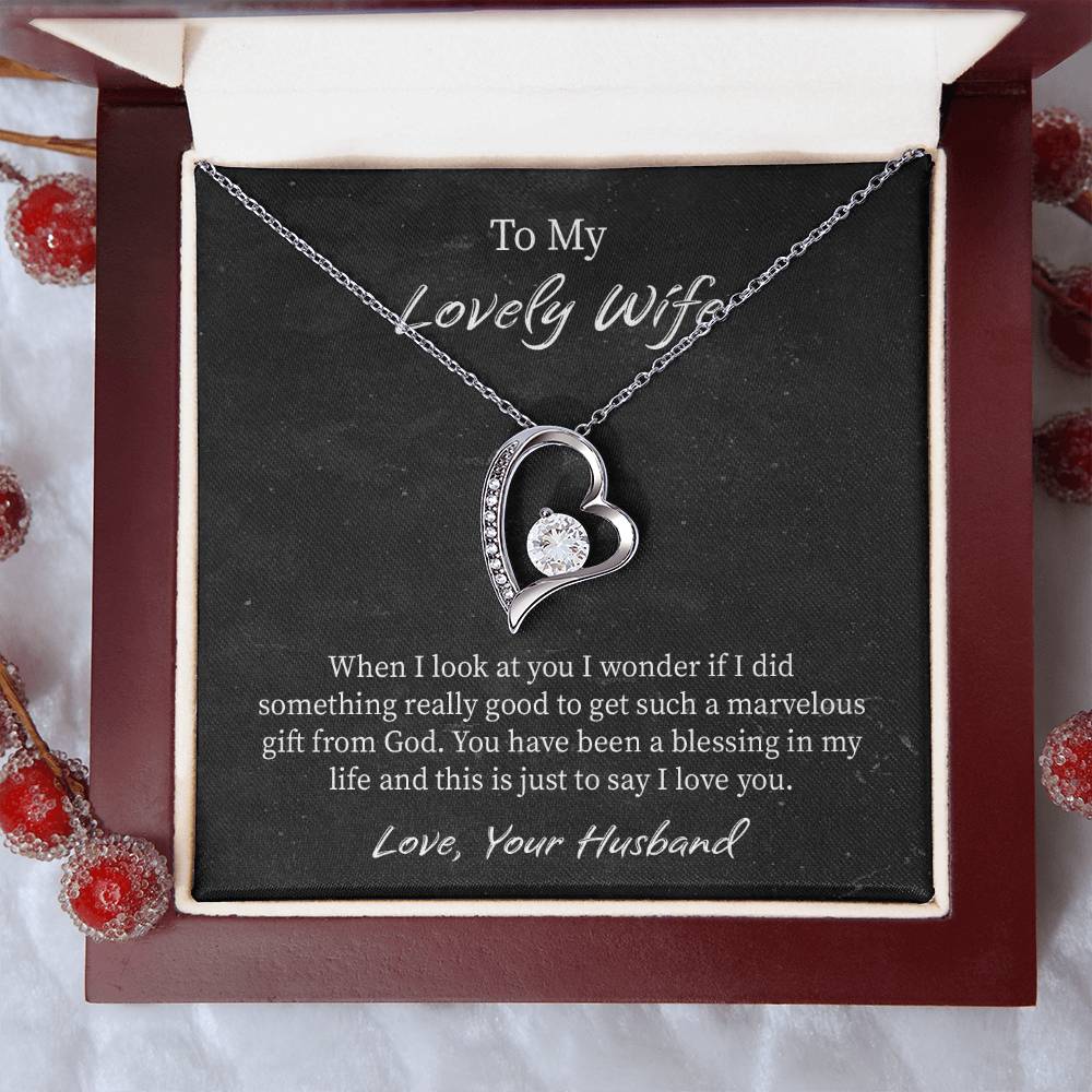 My Lovely Wife Forever Love Necklace, Romantic Anniversary Gift for Wife, Wife Birthday Gift, Necklace for Wife