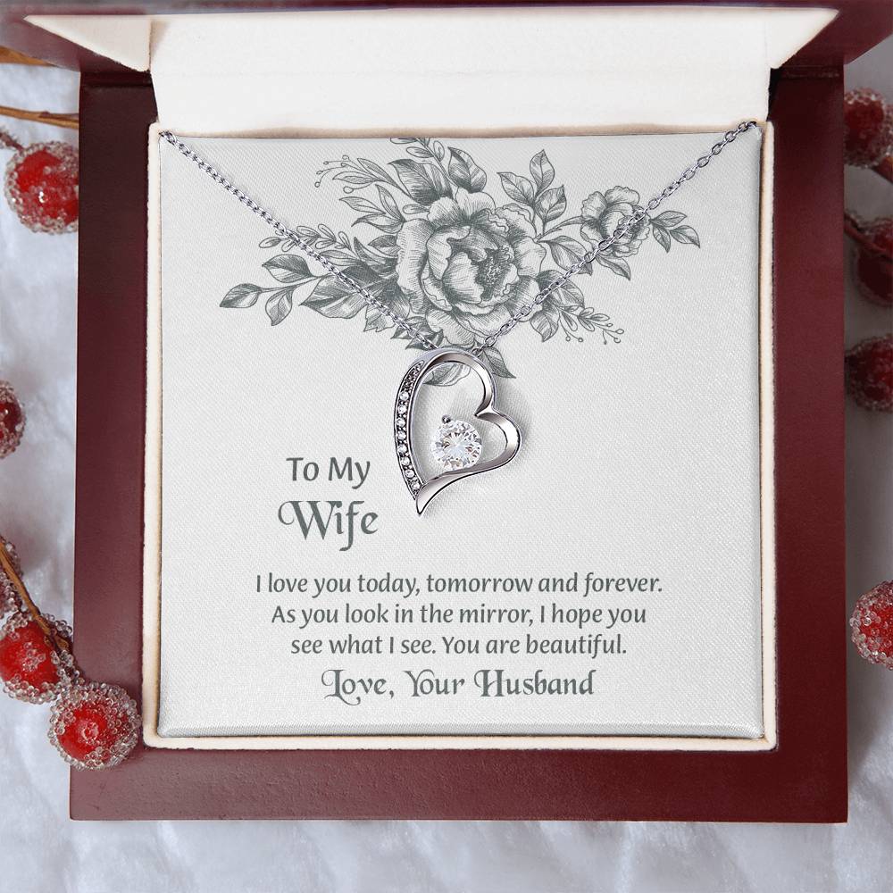 To My Wife Forever Love Necklace, Necklace For Wife, Anniversary Gift For Wife, Wife Birthday Gift