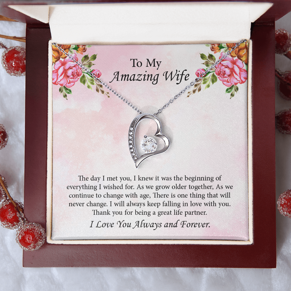 To My Amazing Wife Forever Love Necklace, Wife Jewelry, Anniversary Gift for Wife, Wife Birthday Gift, Necklace for Wife