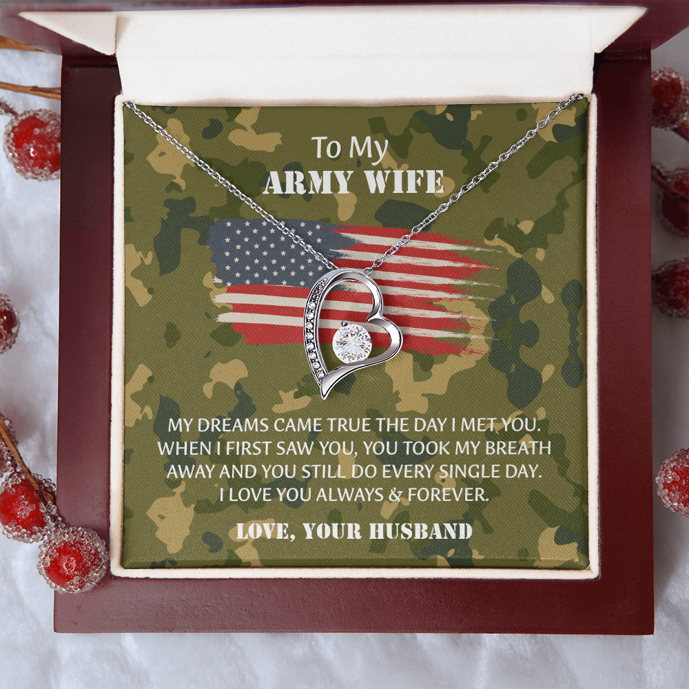 Army Wife Forever Love Necklace, Military Wife Gift, Gift from Husband to Wife, Anniversary Gift for Army Wife