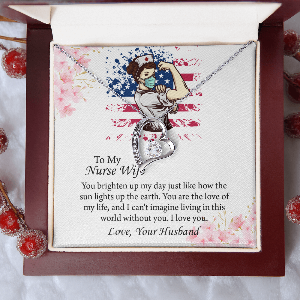 To My Nurse Wife Forever Love Necklace, Anniversary Gift for Wife, Wife Birthday Gift, Nurse Graduation Jewelry Gifts