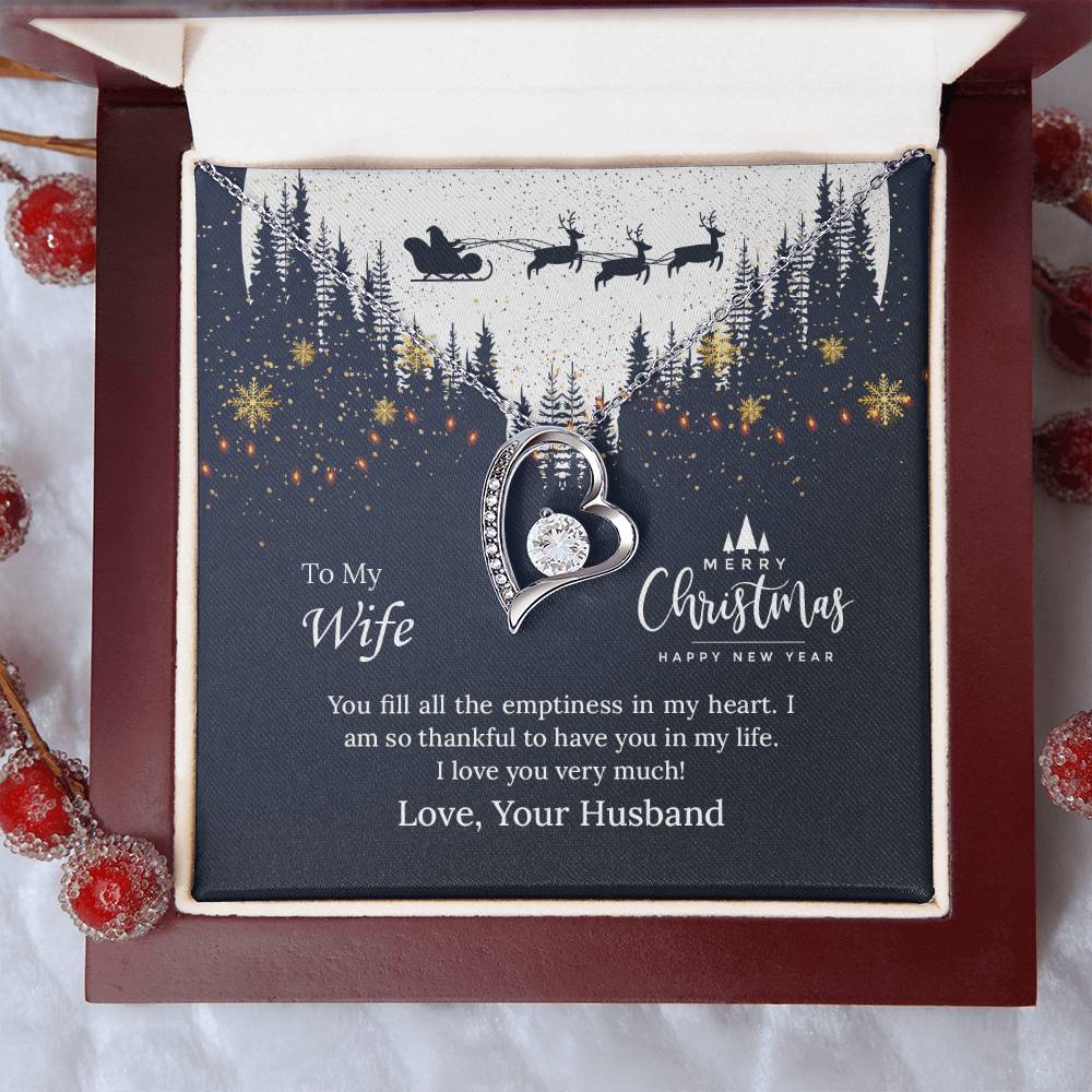 UNIDAZE To My Wife Forever Love Necklace with Message Card, Christmas Gift For Wife, Wife Birthday Gift, Anniversary Gift ShineOn Fulfillment C30025TG C30025TR lx-C30025 PB23-WOOD PT-781 TNM-1 USER-188348