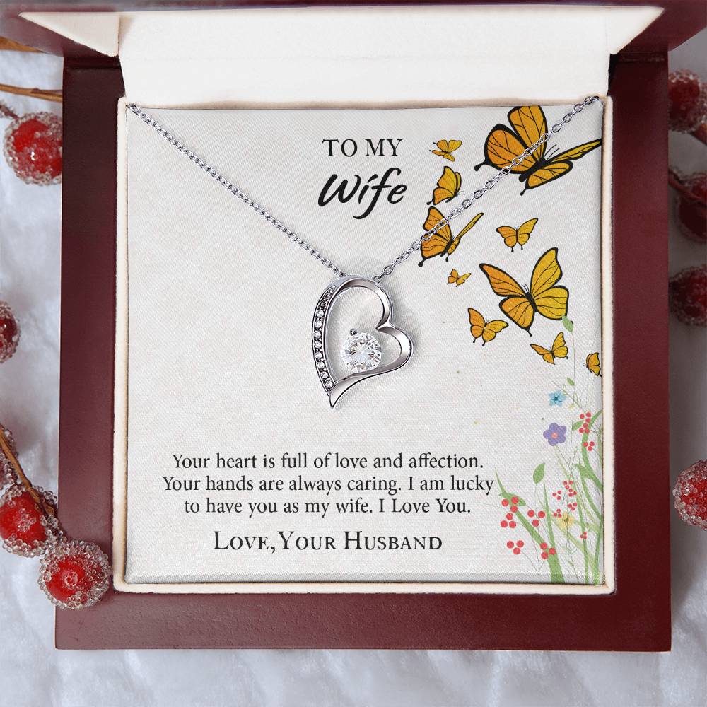 To My Wife Forever Love Necklace, Necklace Gift For Wife, Anniversary Gift For Wife, Wife Birthday Gift