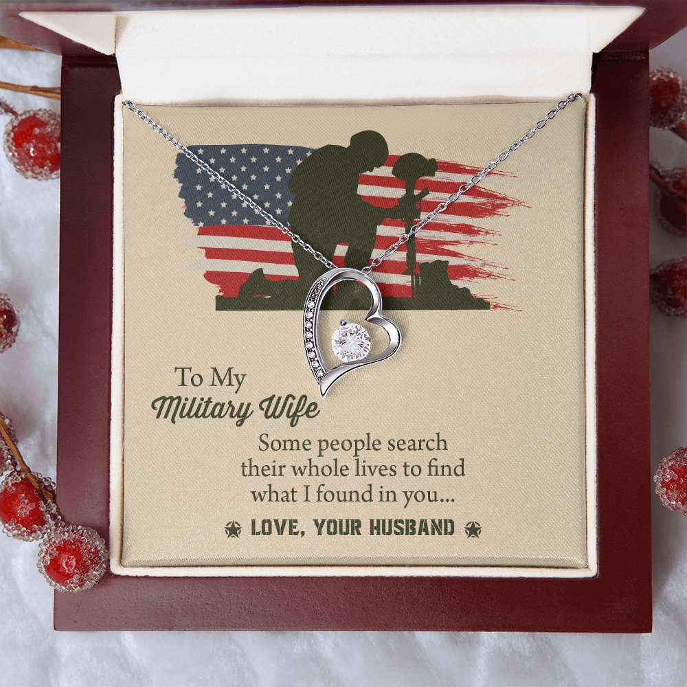 To My Military Wife Forever Love Necklace, Military Wife Gift, Gift from Husband to Wife, Anniversary Gift for Army Wife