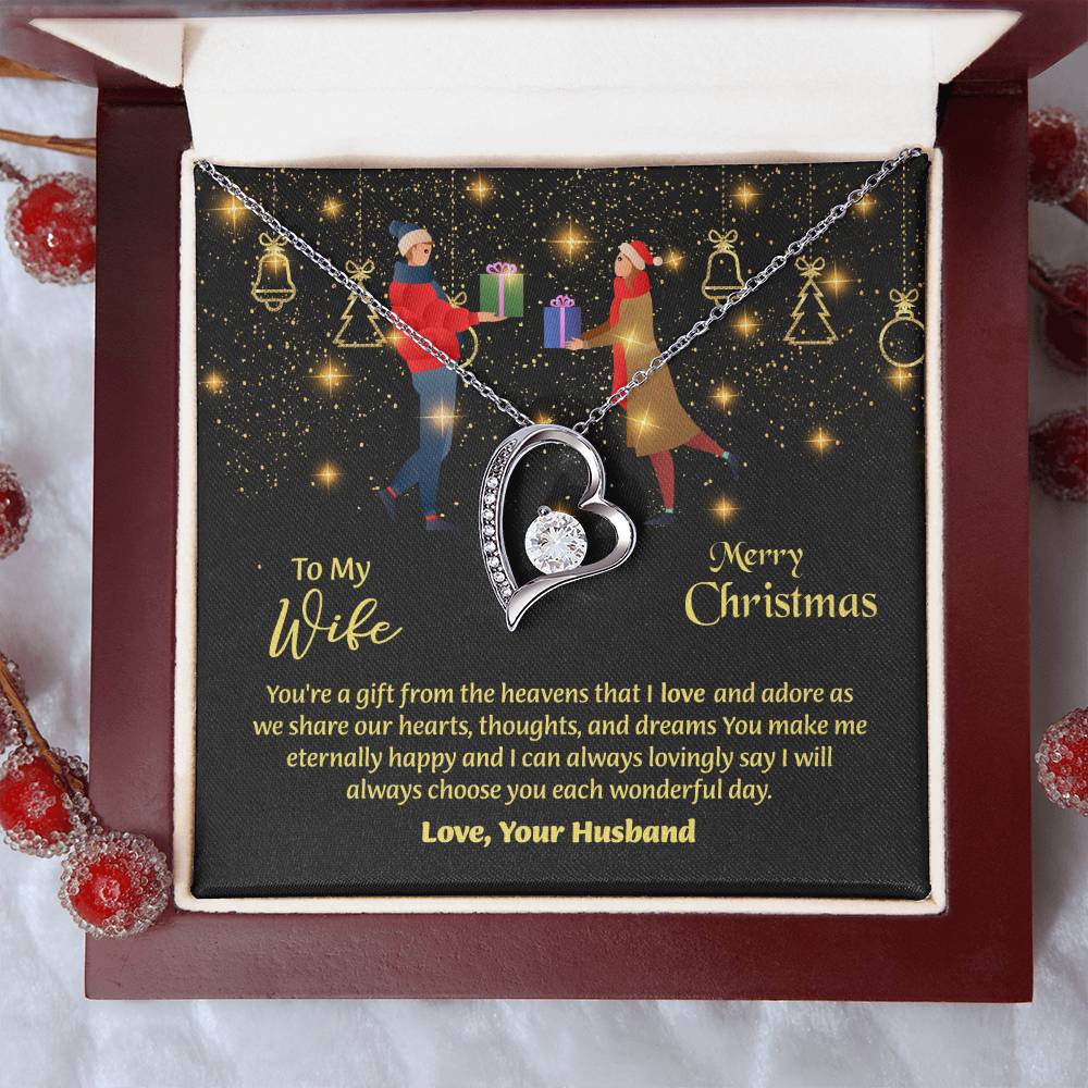 To My Wife Necklace, Love Message Card For Christmas Occasion, Sentimental Gift For Wife, Meaningful Gift For Her, Romantic Jewelry For Wife