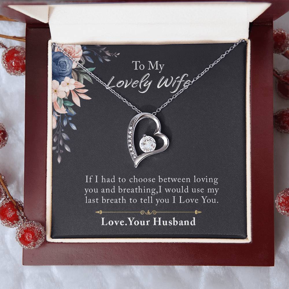 To My Lovely Wife Forever Love Necklace, Necklace Gift For Wife, Anniversary Gift For Wife, Wife Birthday Gift