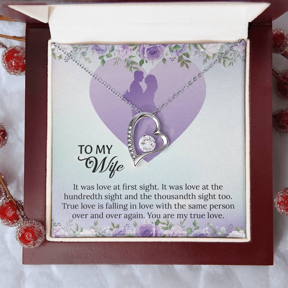 To My Wife Forever Love Necklace, Necklace For Wife, Anniversary Gift For Wife, Wife Birthday Gift